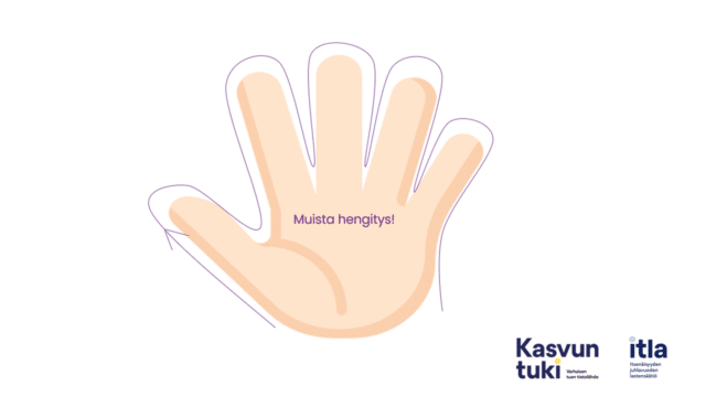 Kämmen, jossa teksti: muista hengitys.