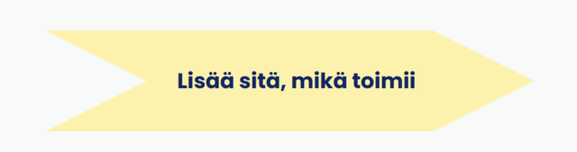 Nuolikuviossa teksti: Lisää sitä, mikä toimii